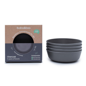 Bobo Amp Boo: Bobo&Boo Dinner Bowls (4 pack) - Charcoal Grey