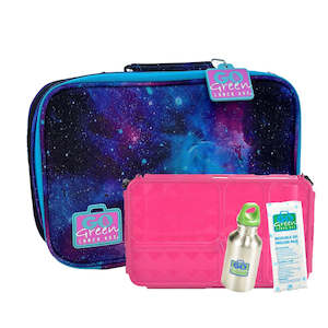 Go Green Lunch Box Set - Cosmic (with Pink Food Box)
