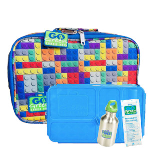 Go Green Lunch Box Set - Bricks n Pieces (with Blue Food Box)