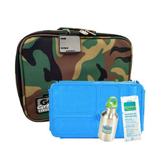 Go Green Lunch Box Set - Green Camo (with Blue Food Box)