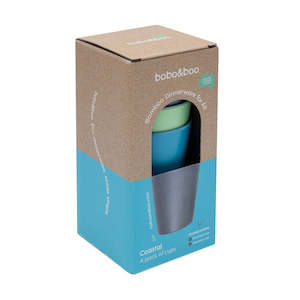 Bobo Bamboo: Bobo&Boo Large Cups 4 pack - Coastal