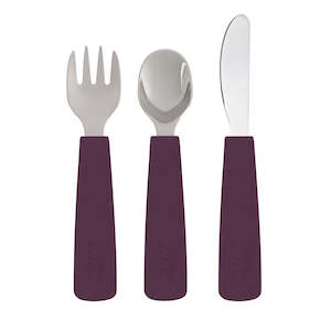Wmbt Dinnerware: We Might Be Tiny - Toddler Feedie Cutlery Set - Plum