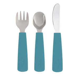 We Might Be Tiny - Toddler Feedie Cutlery Set - Blue Dusk