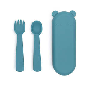 We Might Be Tiny - Feedie Fork & Spoon Set - Blue Dusk