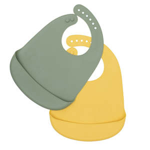 Wmbt Bibs: We Might Be Tiny - Catchie Bib - Sage + Yellow