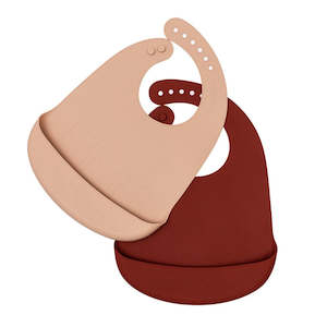 Wmbt Bibs: We Might Be Tiny - Catchie Bib - Rust + Beige