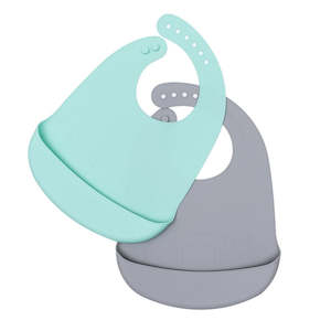 Wmbt Bibs: We Might Be Tiny - Catchie Bib - Mint + Grey