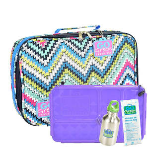 Go Green Lunch Box Set - Zoe's Zig Zag (with Purple Food Box)