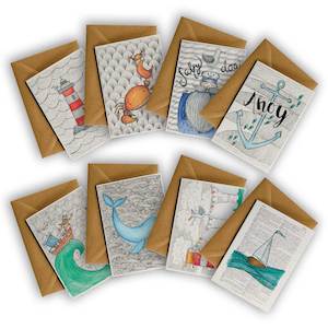 Pack of 8 SEASIDE Greeting Cards
