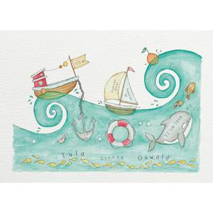 Personalised New Baby Art Print A3 - Sea #AP-NB-A3-159