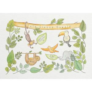 Personalised New Baby Art Print A3 - Jungle #AP-NB-A3-160