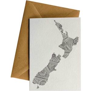 Created Greeting Cards Aotearoa Nz: NZ Map Pattern #130