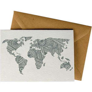 Created Greeting Cards Birthday: World Map Pattern #028
