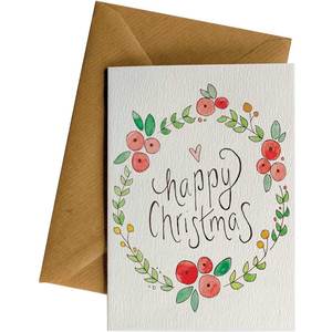 Best Selling Christmas Cards Wholesale: Happy Christmas Wreath #WS-C041