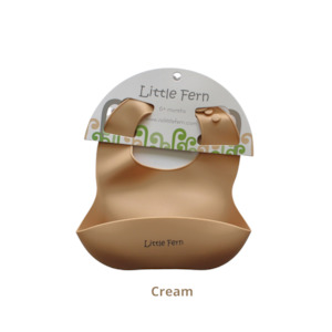 Feeding: NEW Style Silicone Baby Bibs - Cream