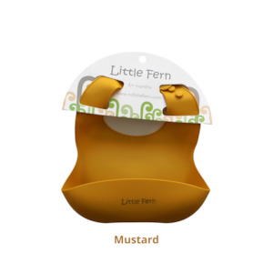 Feeding: NEW Style Silicone Baby Bibs - Mustard