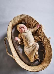 Girls: KNOTTED BEANIE & BOOTIE SET - Wheat Fruit'n'Veg