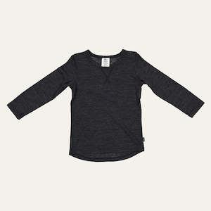 Wyatt Longsleeve Top, Charcoal Marle