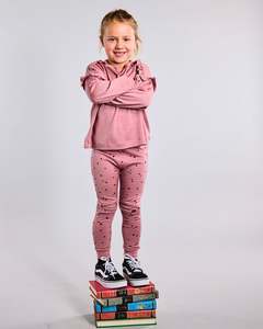 Slasher Leggings - 100% Merino Wool, Rose Mini Heart