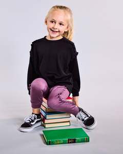 Kenzie Frill Legging - 100% Merino Wool, Plum