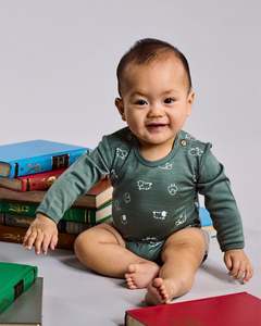 Lfoh Winter 25 Baby: Riley Bodysuit - 100% Merino Wool, Fern Flock