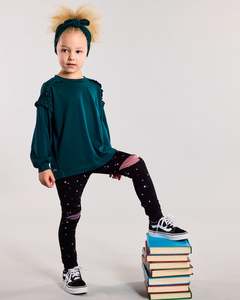 Slasher Leggings - 100% Merino Wool, Black Miniheart