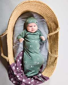 Lfoh Winter 25 Baby: Newcomer Baby Gown - 100% Merino Wool - Fern Flock