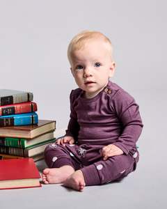 Lfoh Winter 25 Baby: Asher Pants - 100% Merino Wool - Plum Daisy