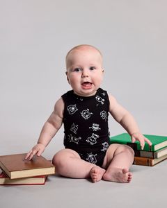 Hadley Bodysuit - 100% Merino Wool - Black Monsters