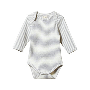 Nature Baby: Nature Baby Long Sleeve Bodysuit - Grey Marl Stripe