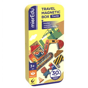 School Holiday Fun: Travel Magnetic Puzzle Box - Trucks