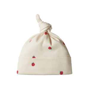 Nature Baby: Nature Baby Cotton Knotted Beanie - Raspberry Print