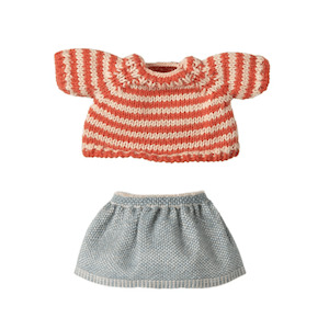 Dolls: Maileg Knitted Sweater & Skirt Big Sister Mouse