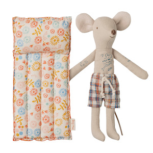 Dolls: Maileg Beach Mouse Dad With Air Mattress Flower