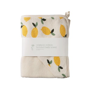 Baby Bedding: Nature Baby Organic Cotton Hooded Towel - Lemon Print