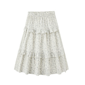 Pre Orders: Rylee + Cru Ruffled Midi Skirt - Blue Vines