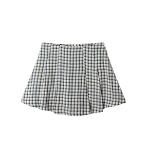 Rylee + Cru Pleated Mini Skirt - Navy Check