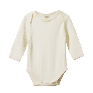 Nature Baby: Nature Baby Merino Pointelle Long Sleeve Bodysuit - Natural