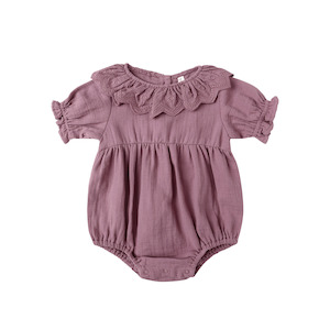 Quincy Mae Collared Romper - Mulberry
