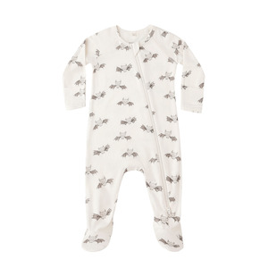 Sleepwear: Quincy Mae Bamboo Zip Footie - Bats