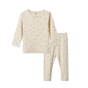 Nature Baby 2pc Long Sleeve Pyjama Set Pointelle - Posey Blossom