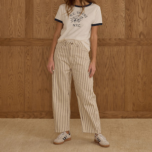 Rylee + Cru Womens Barrel Pant - Burgundy Pinstripe