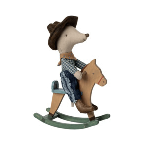 Maileg Cowboy Mouse On Rocking Horse
