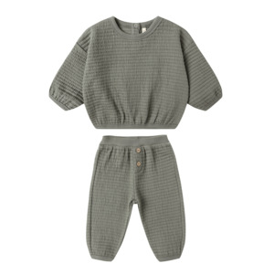 Winter Warmers: Quincy Mae Textured Sweat Set - Forest