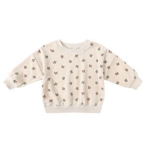 Winter Warmers: Quincy Mae Velour Relaxed Sweatshirt - Holly Berry