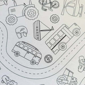 Reusable Colouring In Tablecloth Set - Wheels in Motion