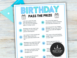 Birthday Pass the Prize Blue