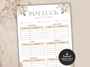 Potluck Sign-Up Sheet