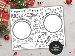 Milk and Cookies for Santa Placemat Activity