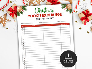 Christmas: Christmas Cookie Exchange Sign-Up Sheet